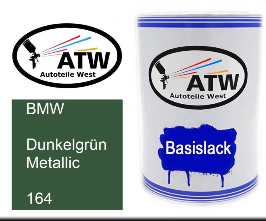 BMW, Dunkelgrün Metallic, 164: 500ml Lackdose, von ATW Autoteile West.